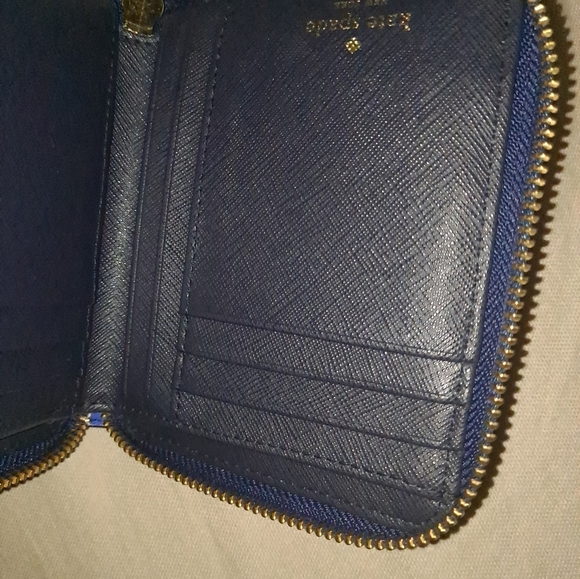 Kate Spade Laurel Way Blue/Pink Striped Saffiano Leather Crossbody/Wallet LNC - Picture 10 of 12